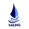 Blue sailing logo vector white bacground