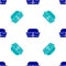 Blue Sailor hat icon isolated seamless pattern on white background. Vector