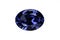 Blue Sapphire gemstone, top view. Oval cut, 1.25 carats.
