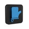 Blue Sauna mittens icon isolated on transparent background. Mitten for spa. Black square button.