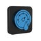 Blue Sauna thermometer icon isolated on transparent background. Sauna and bath equipment. Black square button.