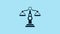 Blue Scales of justice icon isolated on blue background. Court of law symbol. Balance scale sign. 4K Video motion