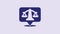 Blue Scales of justice icon isolated on purple background. Court of law symbol. Balance scale sign. 4K Video motion