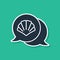 Blue Scallop sea shell icon isolated on green background. Seashell sign. Vector