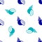 Blue Scallop sea shell icon isolated seamless pattern on white background. Seashell sign. Vector