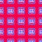 Blue Scanner scanning bar code icon isolated seamless pattern on red background. Barcode label sticker. Identification