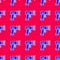 Blue Scanner scanning bar code icon isolated seamless pattern on red background. Barcode label sticker. Identification