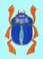 Blue scarab isolated on light background. Ancient sacred insect. Egyptian culture. Bug Symbol of the sun. Beetle