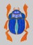 Blue scarab isolated on light grey background. Ancient sacred insect. Egyptian culture. Bug Symbol of the sun. Beetle