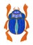 Blue scarab isolated on white background. Ancient sacred insect. Egyptian culture. Bug Symbol of the sun. Beetle