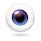 Blue scary eyeball icon, realistic style