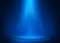 Blue scene illuminated spotlight. Show spotlight background. Light beam on blue stage. Vector illustration