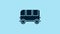 Blue School Bus icon isolated on blue background. 4K Video motion graphic animation