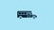 Blue School Bus icon isolated on blue background. Public transportation symbol. 4K Video motion graphic animation