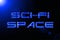 Blue sci-fi and space technology text effect background