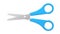 Blue scissors isolated on white background. Open. 3d illustration