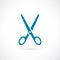 Blue scissors vector icon