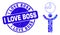 Blue Scratched I Love Boss Stamp Seal and Time Manager Mosaic
