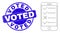 Blue Scratched Voted Stamp and Web Mesh Smartphone Task List