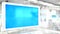 blue screen monitor with empty space - medical healing mockup . computer generated object 3D rendering