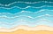 Blue sea and beach summer background. Torn paper stripes. Ripped squared horizontal paper strips. Torn paper edge. Vector