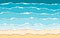 Blue sea and beach summer background. Torn paper stripes. Ripped squared horizontal paper strips. Torn paper edge. Vector