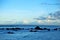 Blue sea and cloudy sky in Morro Sao Paulo, Bahia, Brazil