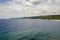 Blue sea and range mountains in okinawa islands