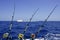 Blue sea and sky in a big game tuna fishing day