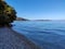 Blue sea view on Lefkada island calm water, Greece