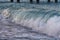Blue sea wave with white foam, bubbling sea wave, high wave in the sea, tide, ocean, Caspian Sea