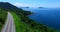 Blue sea and wonderful landscapes. Angra dos Reis sea, Rio de Janeiro state of Brazil. Wonderful sea and road.
