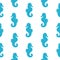 Blue seahorse seamless pattern simple