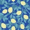 BLUE SEAMLESS BACKGROUND WITH LEMON BRANCHES