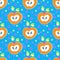 blue Seamless pattern with funny apples. vector.