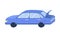 Blue sedan car semi flat color vector object
