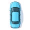 Blue sedan semi flat RGB color vector illustration