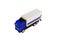 A blue semi-trailer with a white trailer attached. Isolated on a white background. More heavy cars. Transport concepts