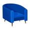 Blue semicircular chair with low legs. Vector illustration on white background.