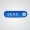 Blue send button, mail mesage vector