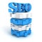 Blue SEO Search Engine symbol on stack of gears
