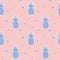 Blue serenity pineapples on rose quartz background seamless pattern illustration