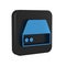 Blue Server, Data, Web Hosting icon isolated on transparent background. Black square button.