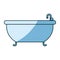 Blue shading silhouette of bathtub icon