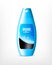 Blue shampoo bottle