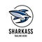 Blue Shark Aquatic Line Style Modern Logo Illustration