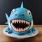 Blue Shark Cake With Vray Tracing And Inventive Character Designs