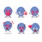 Blue shell cartoon character with love cute emoticon