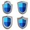 Blue shields set with stripes isolated