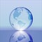 Blue shining transparent earth globe